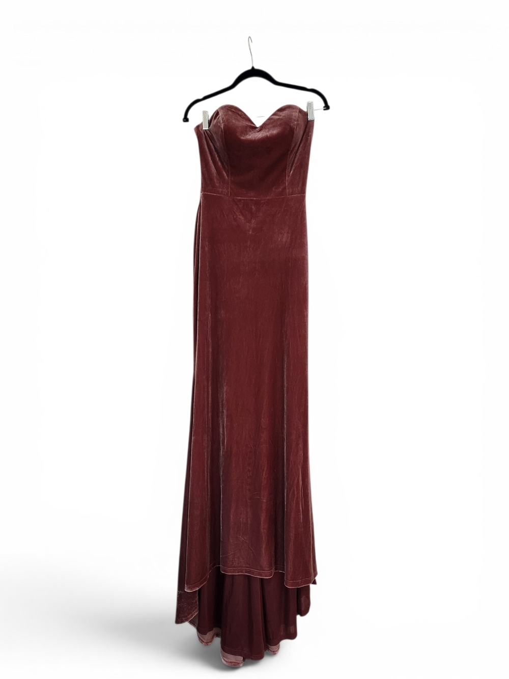 Revelry Strapless Sweatheart Neckline Bodice Burgundy Velvet Gown